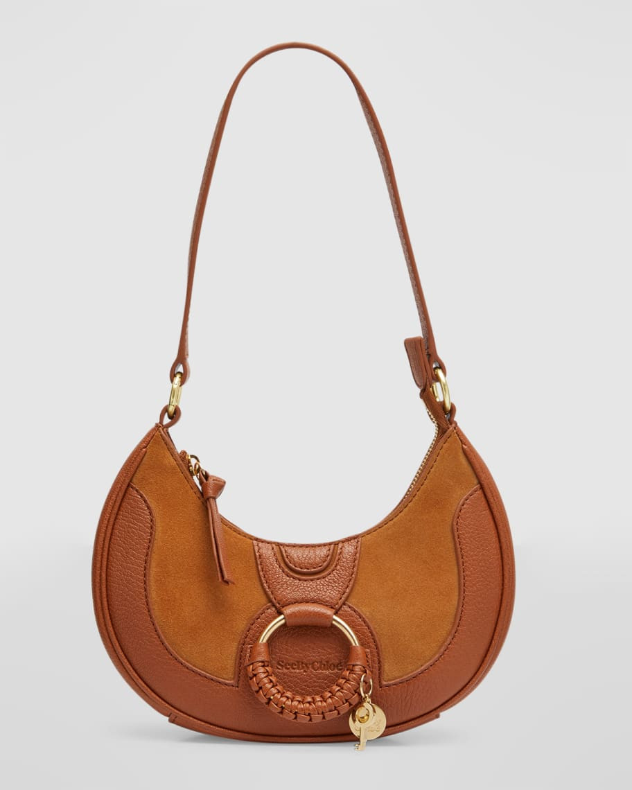 See by Chloe Hana Half-Moon Suede & Leather Shoulder Bag | Neiman Marcus