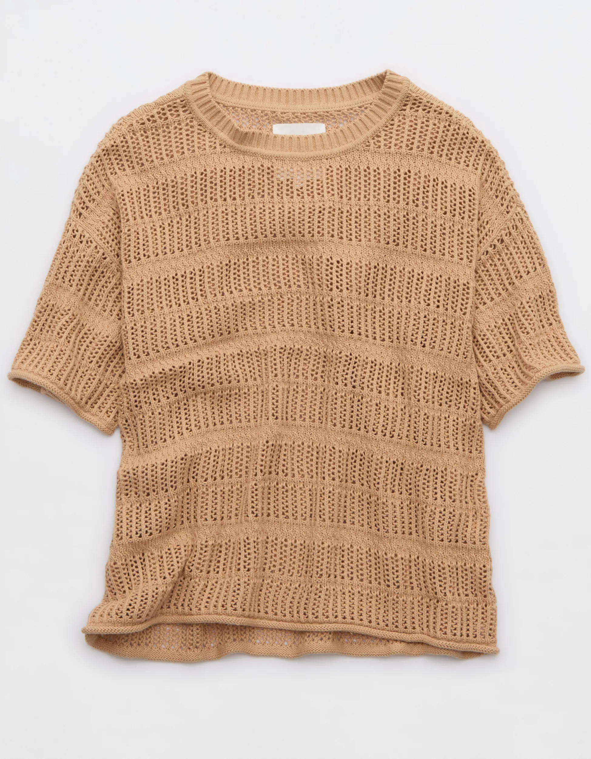 Aerie Crochet Oversized Short Sleeve Sweater | American Eagle Outfitters (US & CA)