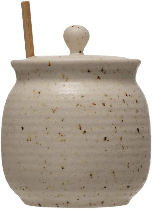 Beehive Honey Jar with Wooden Dipper (Speckled with Reactive Glaze - 4.5"H) | Amazon (US)