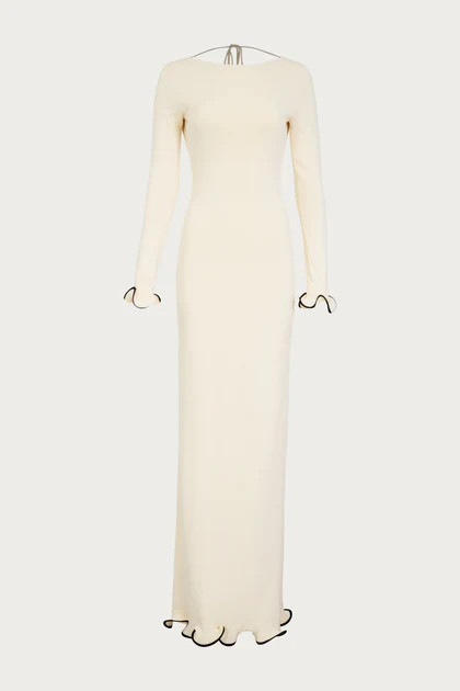 Ruffle Hem Maxi Dress (Cream/Black) | SAME