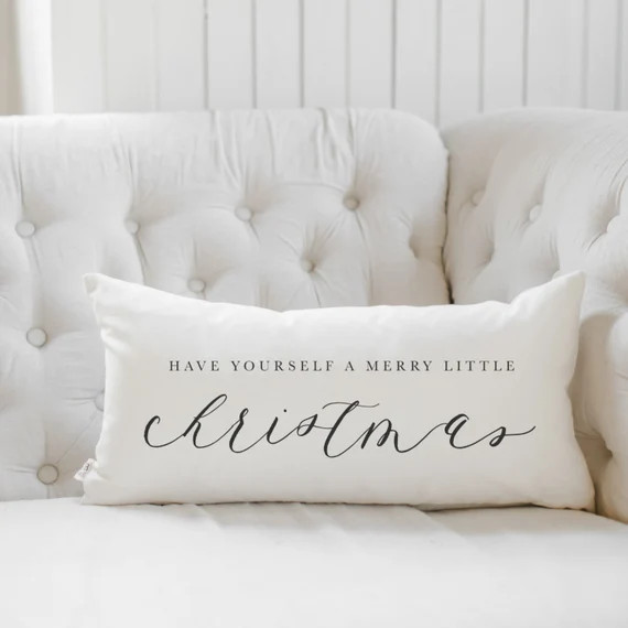 Christmas Lumbar Pillow - Have Yourself a Merry Little Christmas, Handmade in USA, Organic Cotton... | Etsy (US)