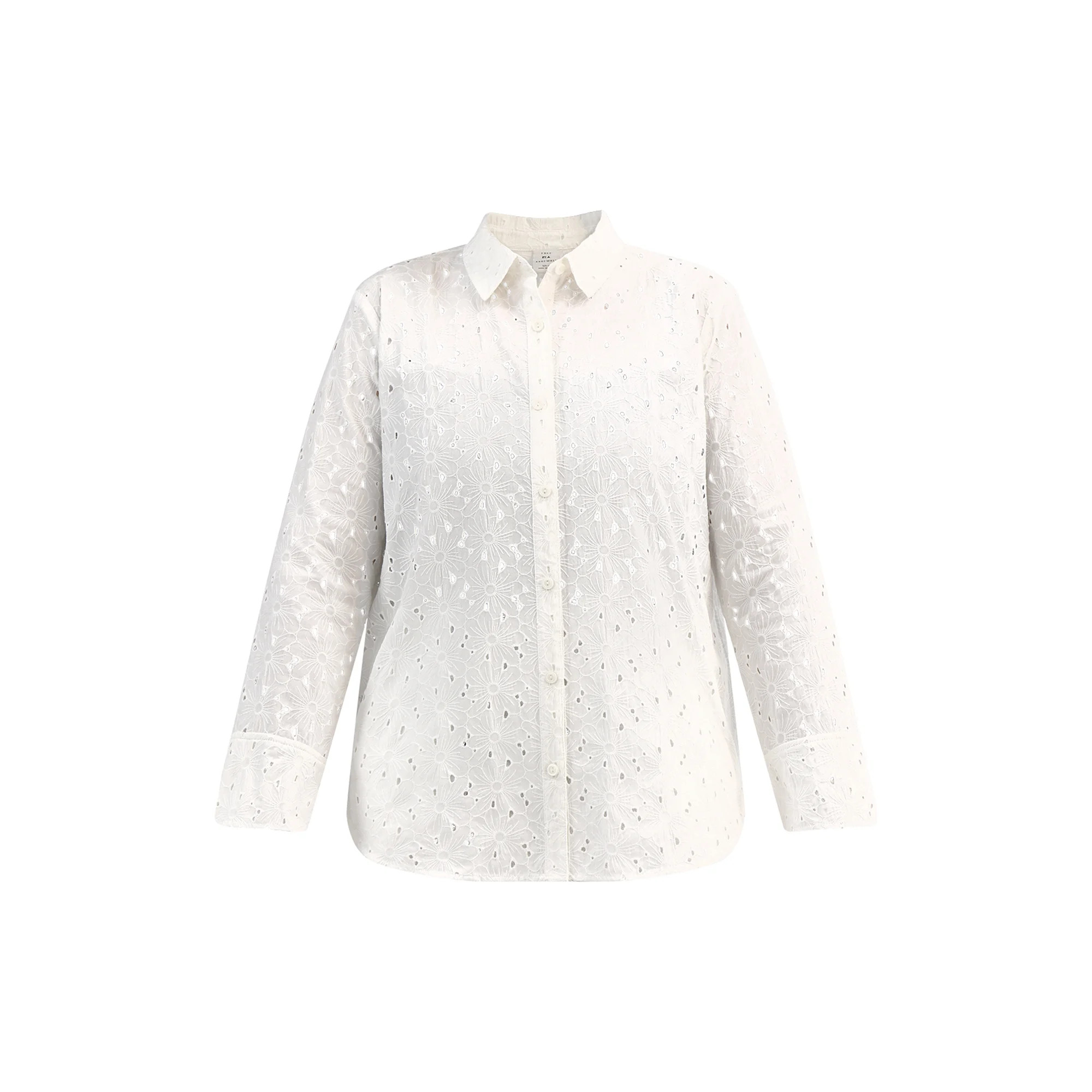 Free Assembly Women's Cotton Eyelet Coverup Tunic Shirt, Sizes XXS-XXL | Walmart (US)