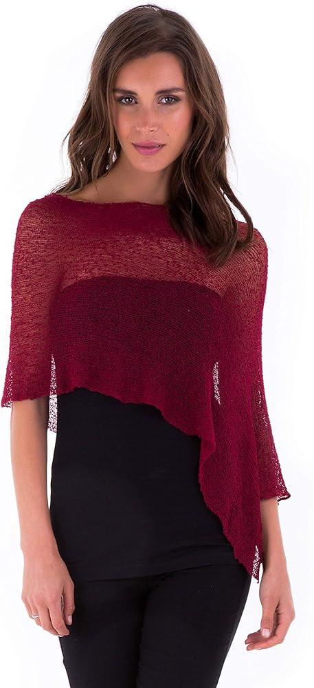 SHU-SHI Womens Sheer Knit Poncho Shrug Lightweight Cover Up One Size Fits Most | Amazon (US)