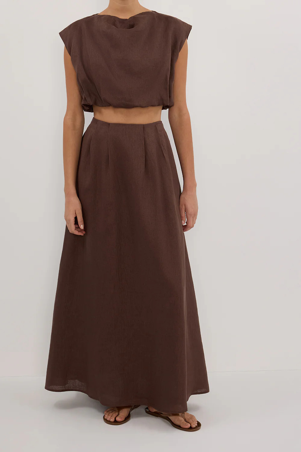 AMY CHOC LINEN MIDI SKIRT | DISSH