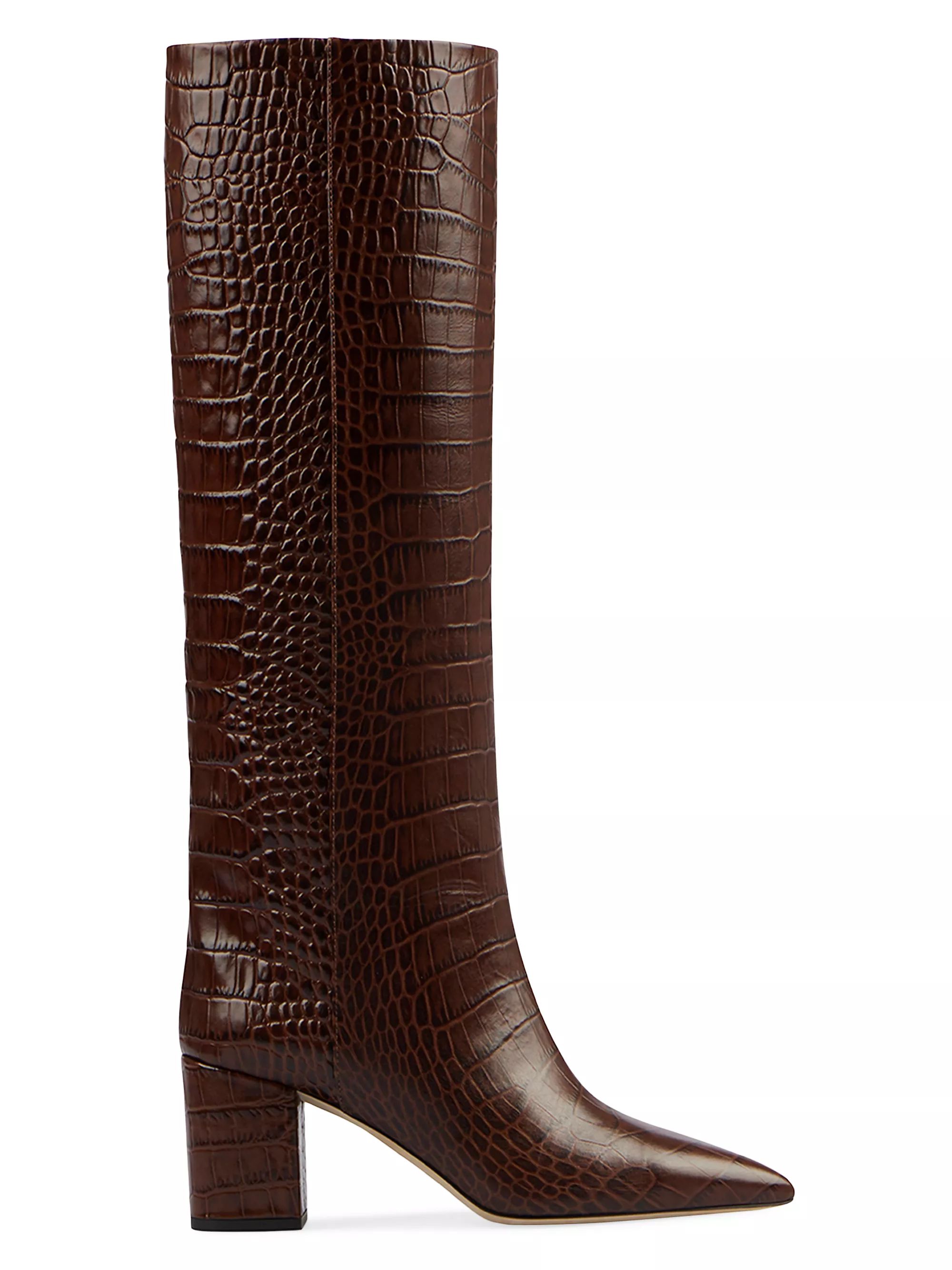 Shop Paris Texas Anja 70MM Crocodile-Embossed Leather Boots | Saks Fifth Avenue | Saks Fifth Avenue