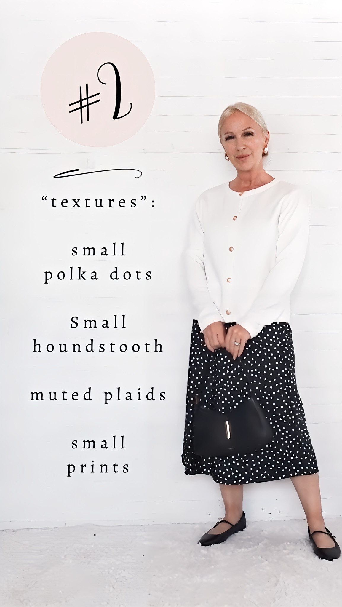 Ditch the Prints: Exceptions to the Rule.

While we generally want to eliminate prints from our classic style wardrobe, here are exceptions to the rule:
1. Stripes
2. “Textures”: prints or patterns that appear as textures when viewed from a distance. This includes small polka dots, small houndstooth, muted plaids, small prints, etc.
3. Printed Accent Pieces: scarves, handbags, shoes, belts, etc.  This includes LEOPARD and animal prints.


#LTKStyleTip #LTKSeasonal #LTKOver40