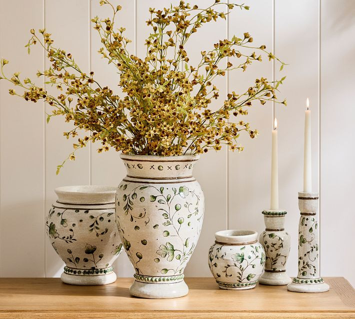 Green Floral Vase Large | Pottery Barn (US)