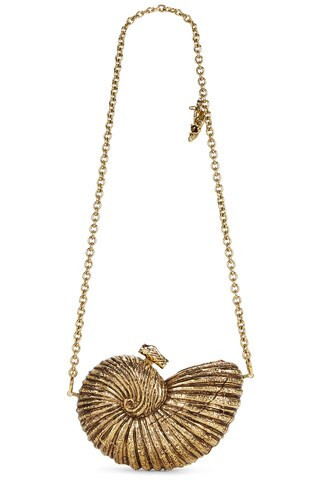 Chloe Seashell Clutch in Metallic Gold | FWRD 