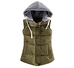 EFOFEI Womens Sleeveless Removed Hooded Slim Winter Quilted Puffer Vest Coat | Amazon (US)