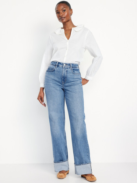 Curvy Extra High-Waisted Cuffed Wide-Leg Jeans | Old Navy | Old Navy (US)