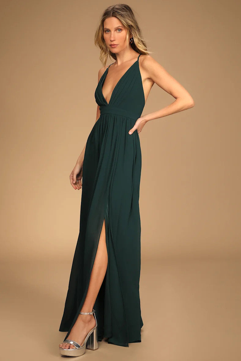 Ballroom Bliss Emerald Green Pleated Maxi Dress | Lulus (US)
