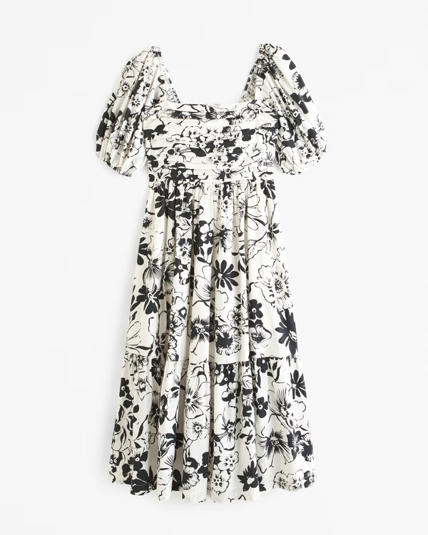 The A&F Emerson Poplin Puff Sleeve Midi Dress | Abercrombie & Fitch (US)