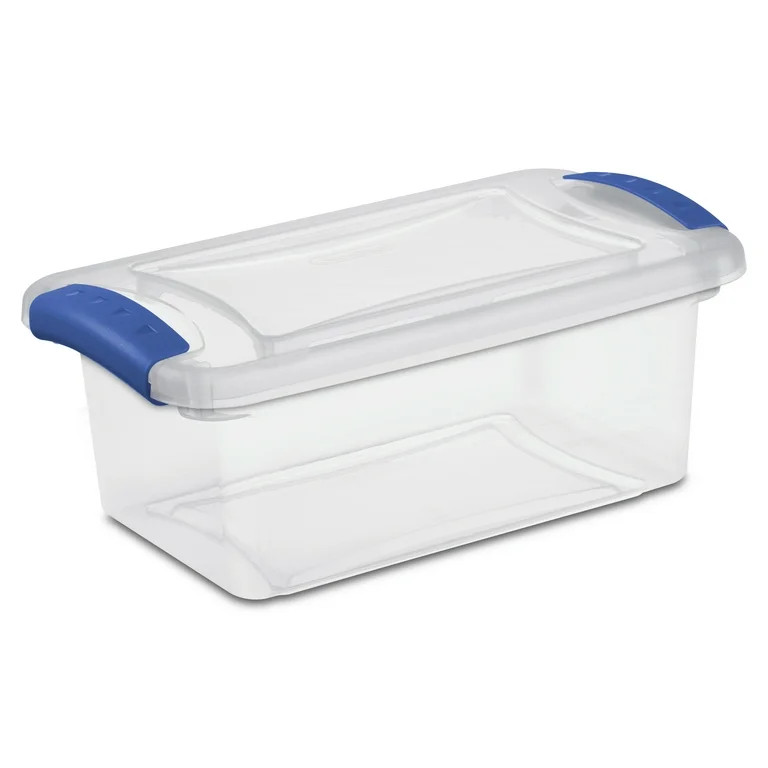 (3 pack) Sterilite 7 Quart Latch Box, Clear Plastic Storage Bin with Clear Lid, Blue | Walmart (US)