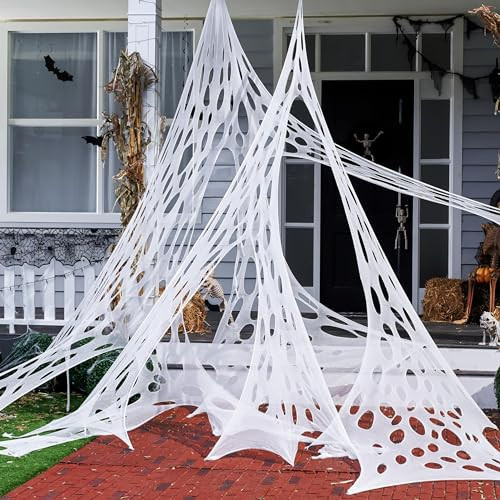 650sqft Halloween Giant Spider Web Decoration,Cut Your Own Stretchy Spider Netting, DIY Spooky Flexible Spider Webs Decor for Halloween Haunted House Outdoor Decorations Holiday Party Supplies | Amazon (US)