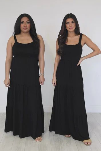 Time For Something New Black Knit Maxi Dress With Padded Top | Pink Lily