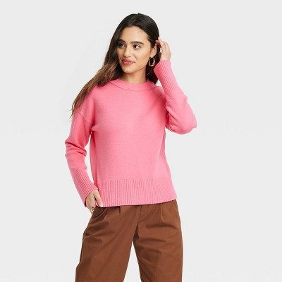 Women's Crewneck Spring Pullover Sweater - A New Day™ Pink L | Target