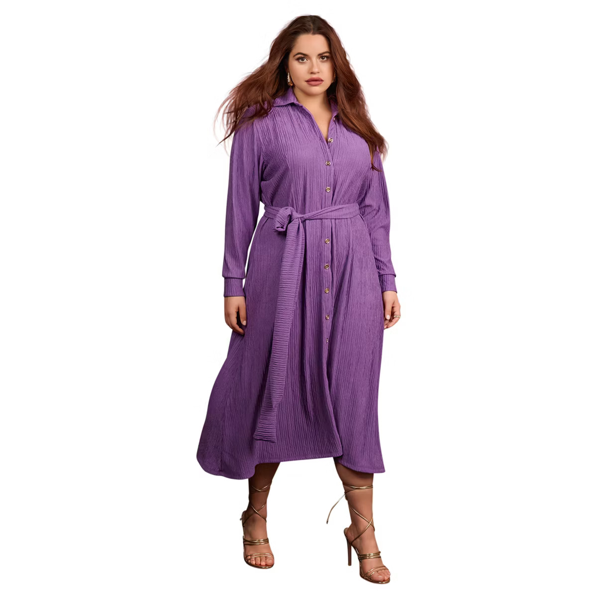 Rebdolls Women's Bellamy Textured Button Front Midi A Line Dress | Target