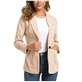 Gemira Suit Jackets for Women Long Blazer Work Office Corduroy Open Front Lapel Jacket Solid Turn-Do | Amazon (US)