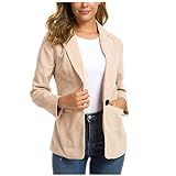 Gemira Suit Jackets for Women Long Blazer Work Office Corduroy Open Front Lapel Jacket Solid Turn-Do | Amazon (US)