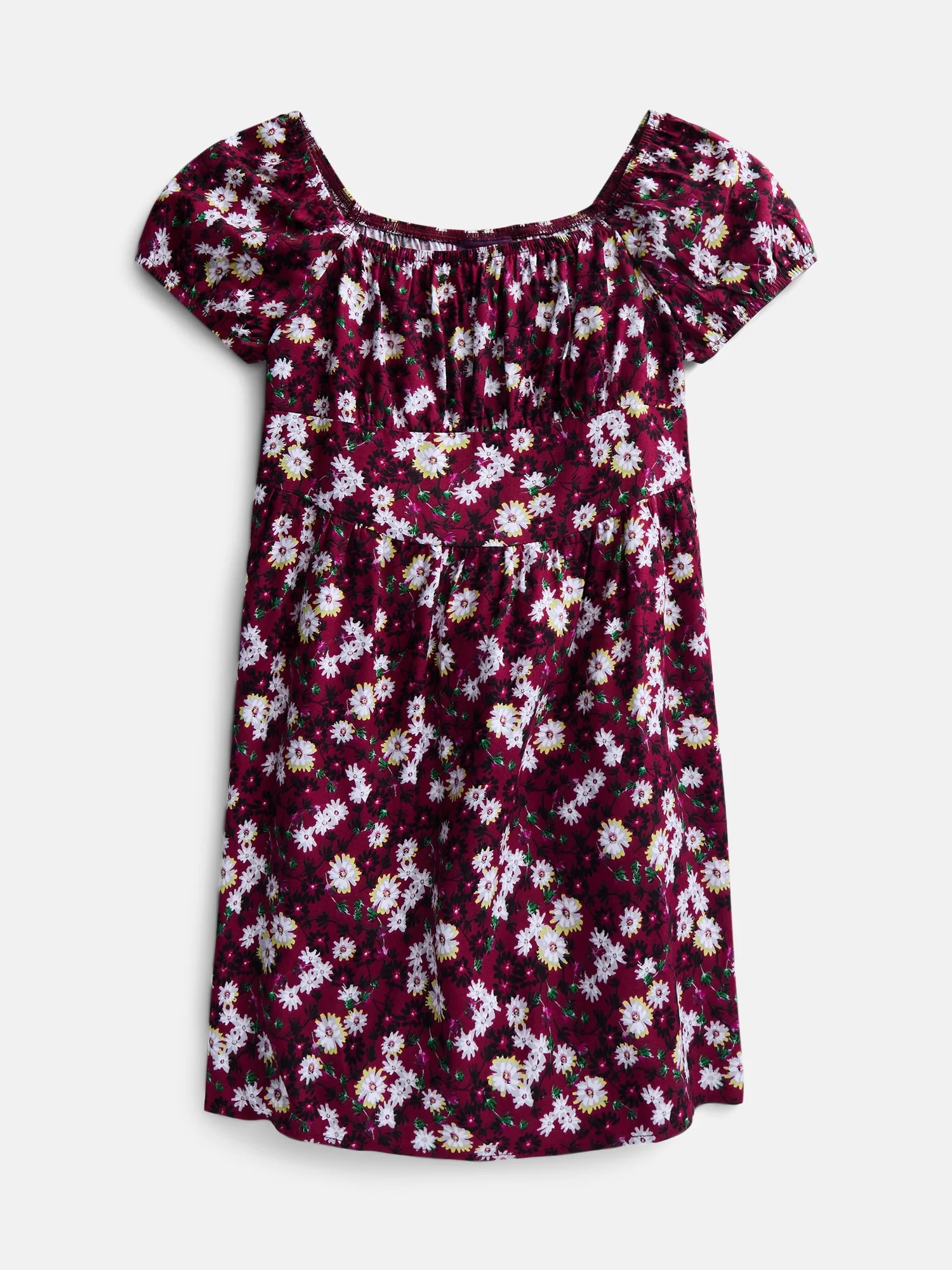 Weekend Academy Girls Square Neck Dress with Puff Sleeves, Sizes 4-18 | Walmart (US)