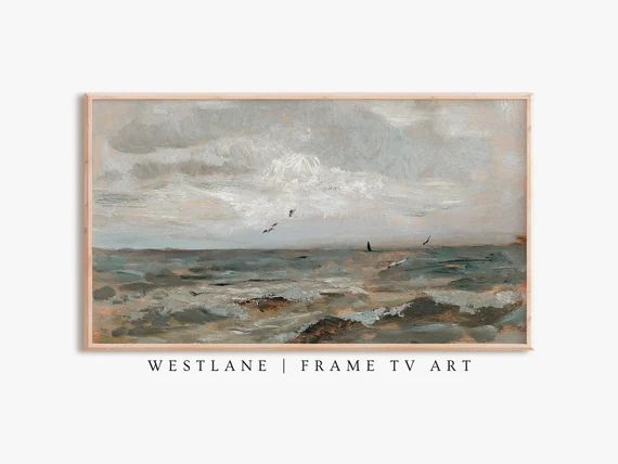 Samsung Frame TV Art Vintage Coastal Painting  Seaside Ocean | Etsy | Etsy (US)