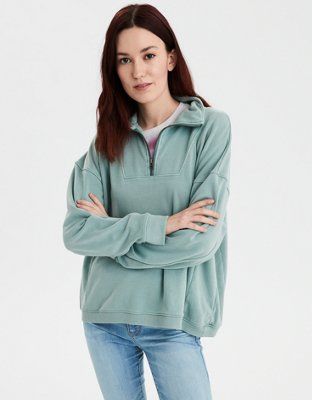 AE Fleece Quarter Zip Sweatshirt | American Eagle Outfitters (US & CA)