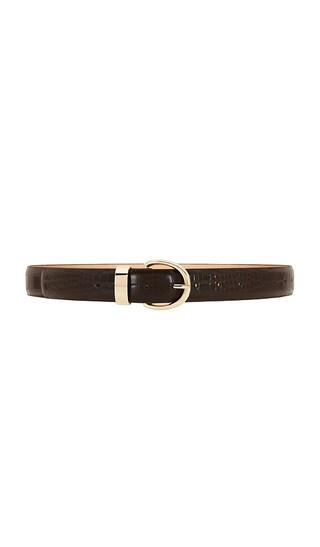 Polished Croc Embossed Belt in Brown | Revolve Clothing (Global)
