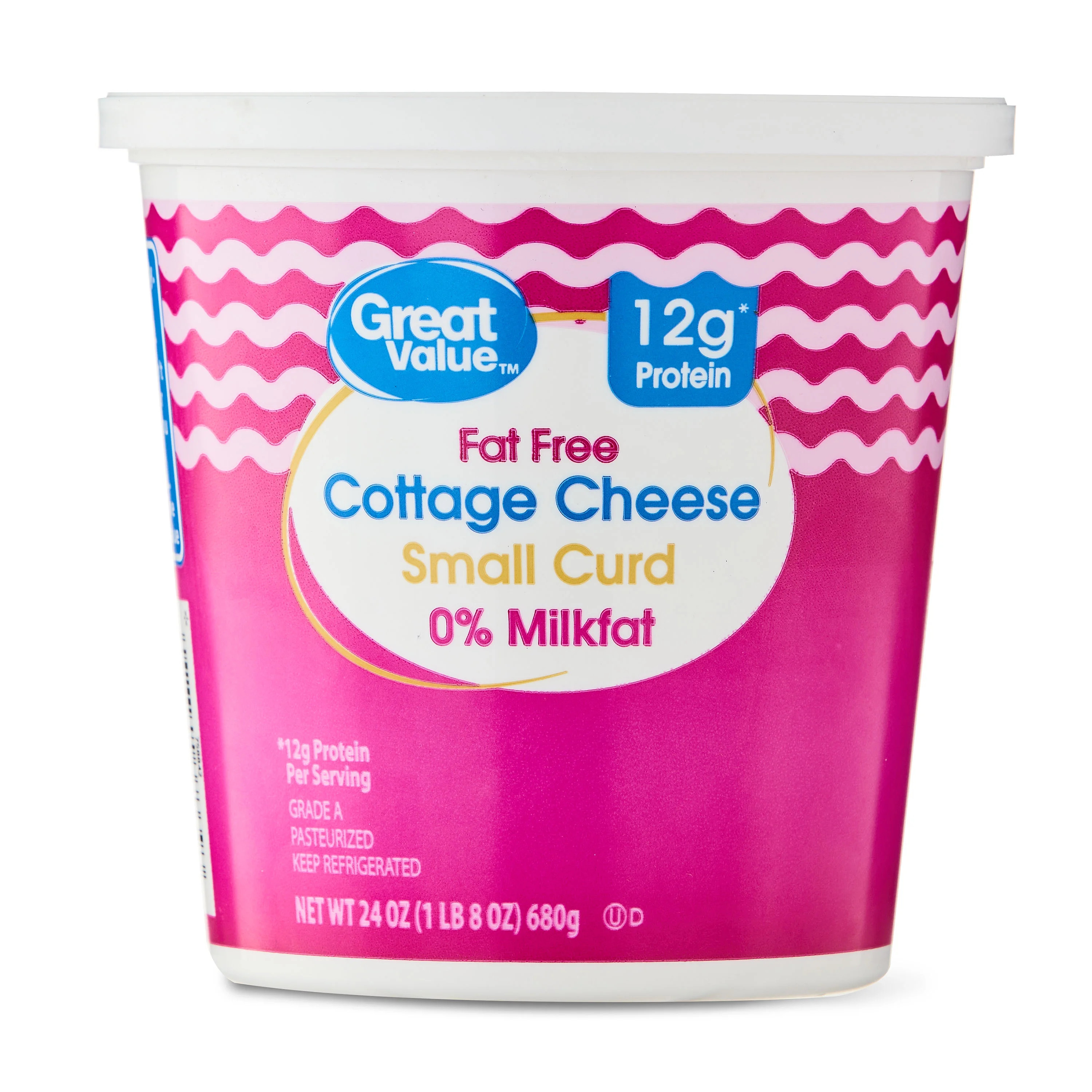 Great Value 0% Milkfat Small Curd Fat Free Cottage Cheese, 24 oz | Walmart (US)