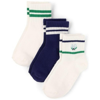 Gymboree Boys Striped Tennis Crew Socks 3-Pack - Club House Multi 8T-11T | Target