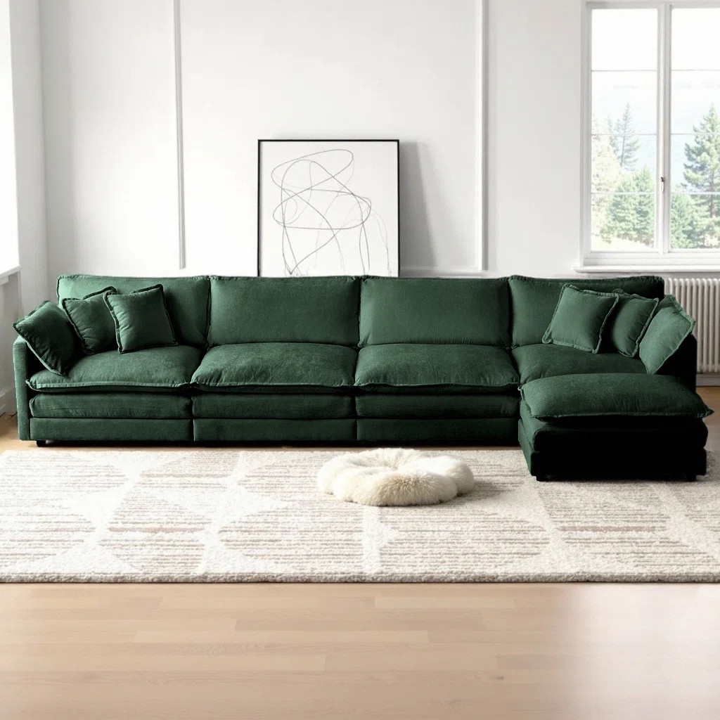 5-Seater L-Shaped Sectional Sofa with Ottoman - Modular Chenille Convertible Couch for Living Roo... | Wayfair North America