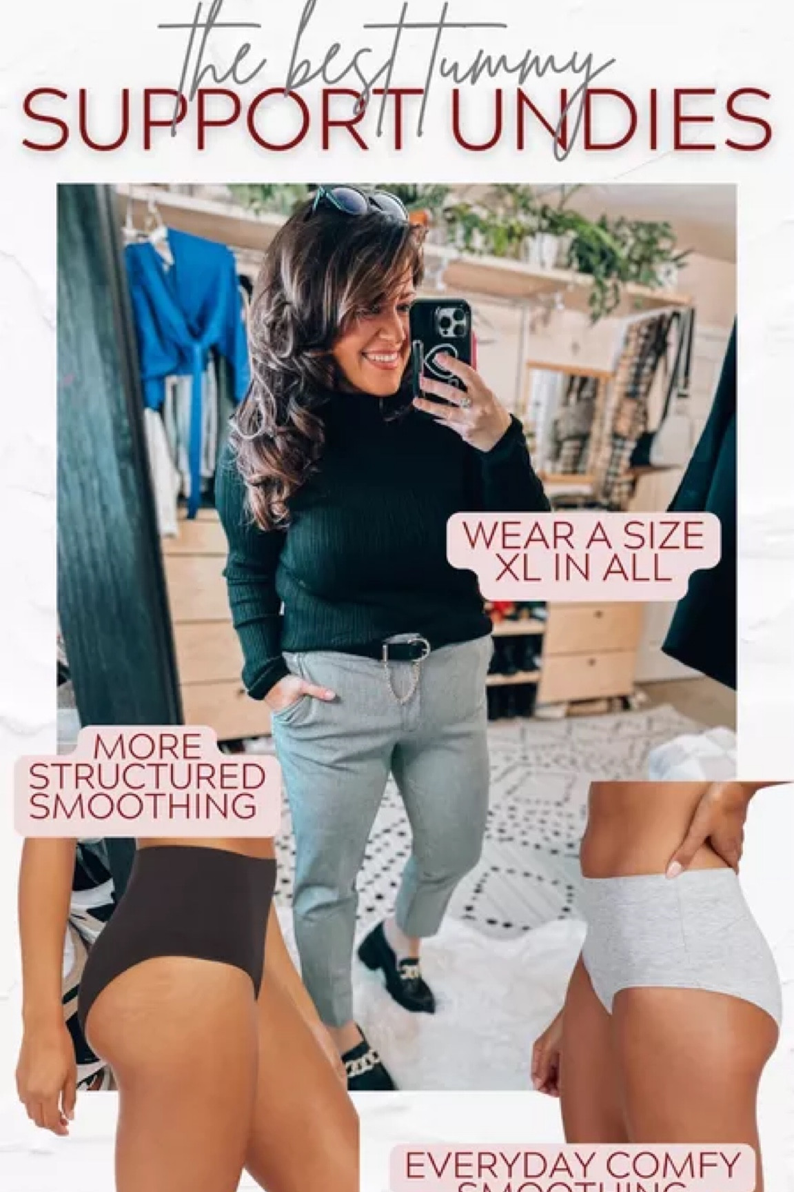 My fave supportive undies to smooth the tummy The black have a bit more structure (xl) The grey (cotton) I wear for everyday for some smoothing support. Code: TARYNTRULYXSPANX

#LTKcurves #LTKstyletip