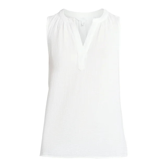 Time and Tru Women's Double Cloth Cotton Tank Top, Sizes XS-XXXL | Walmart (US)