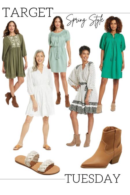 Spring styles from target!! Spring dresses and outfits booties sandals Valentine’s Day date night outfit of the day #ootd lace smocked  embroidered eyelet A-line western boots slides

#LTKFind #LTKunder50 #LTKfit