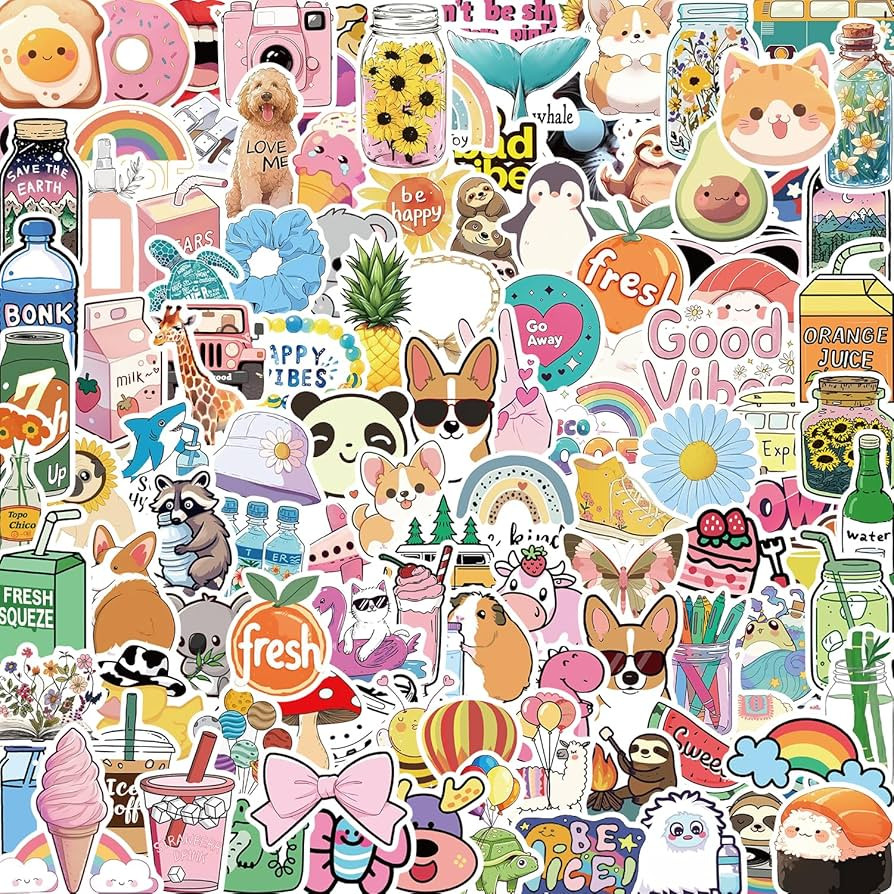 120Pcs Water Bottle Stickers for Kids, Cute Sticker Waterproof Aesthetic Vinyl Laptop Sticker for... | Amazon (US)