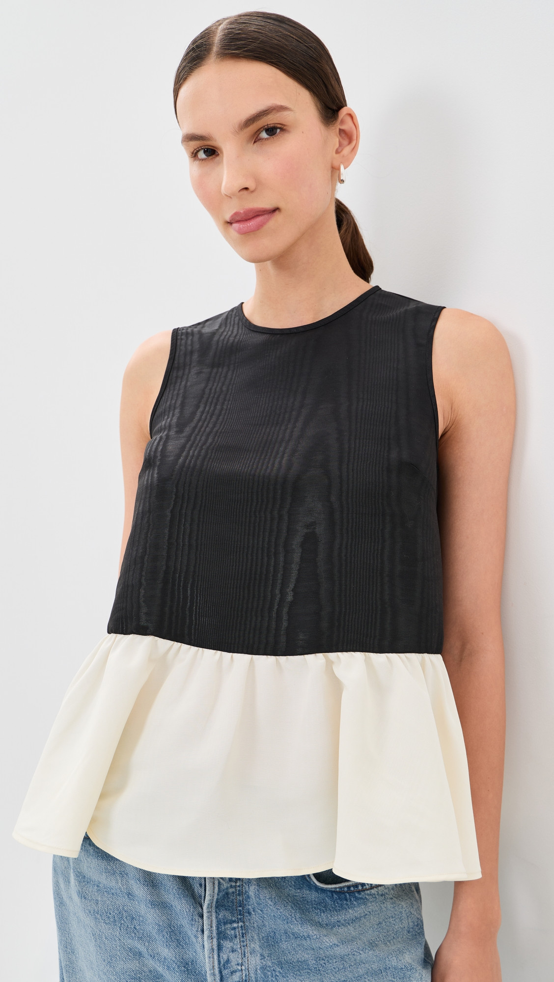SIMONMILLER Iris Moire Top Black/Bone XL | Shopbop