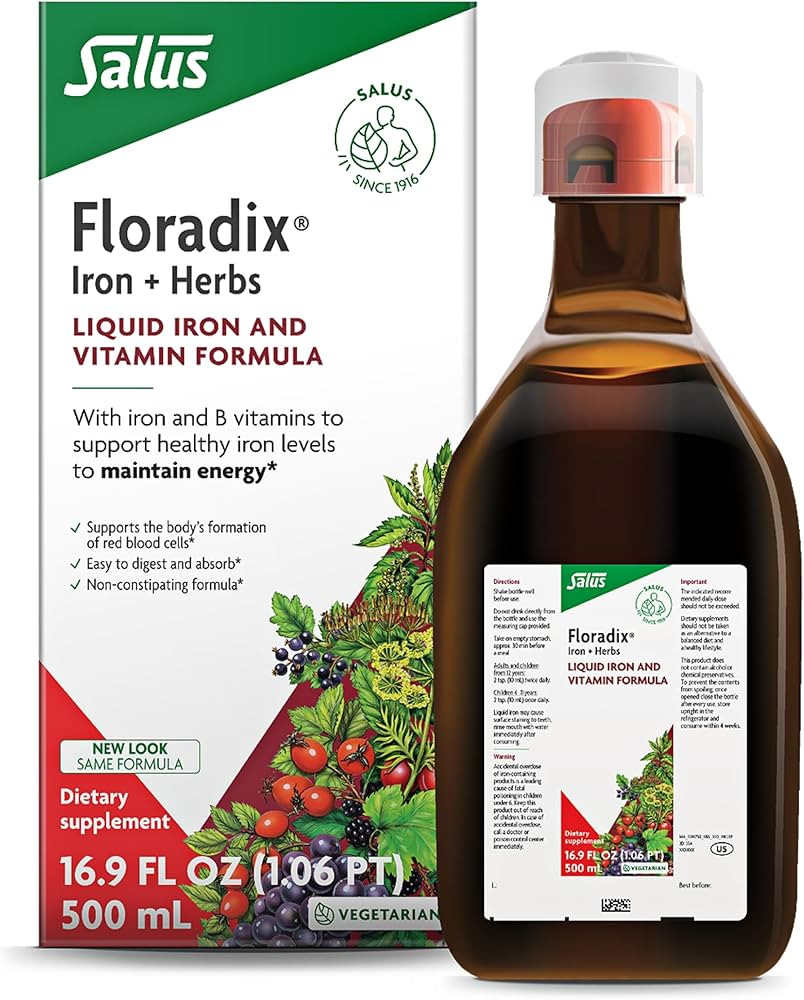 Floradix by Salus Iron & Herbs - Liquid Herbal Supplement for Energy Support - Iron Supplement wi... | Amazon (US)