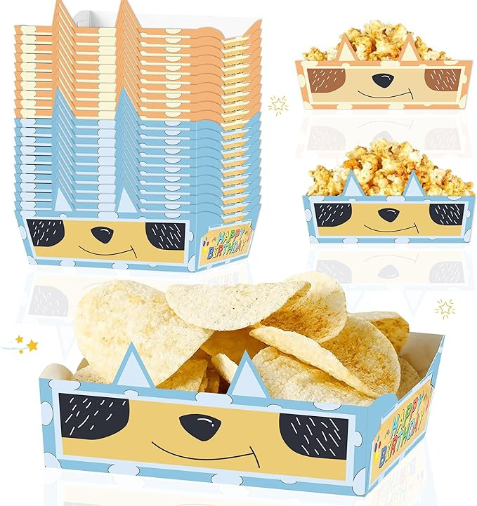 Cartoon Blue Dog Disposable Paper Food Trays 24pcs Dog Family Birthday Decorations Nacho Trays fo... | Amazon (US)