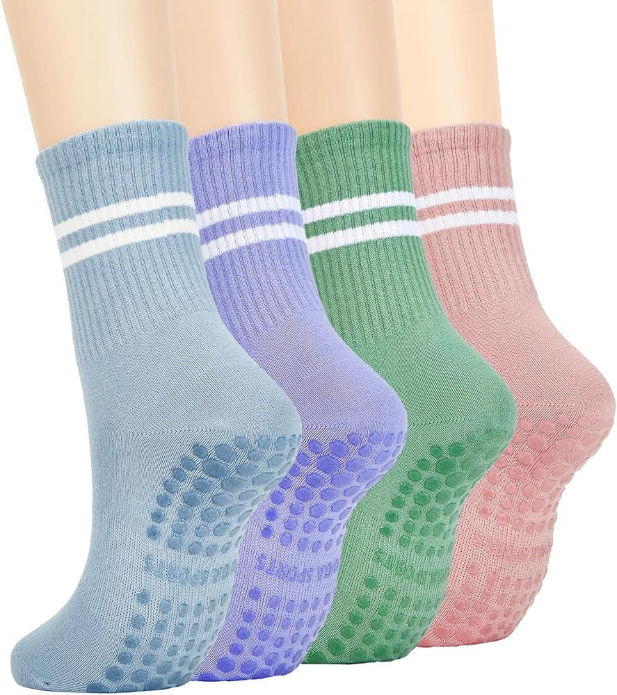 American Trends Pilates Socks with Grips for Women Yoga & Barre - Non Slip | Amazon (US)