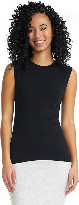 Esteez Women's Cotton Crew Neck Tank Top Base Layering Camisole Fitted Sleeveless T-Shirt | Amazon (CA)