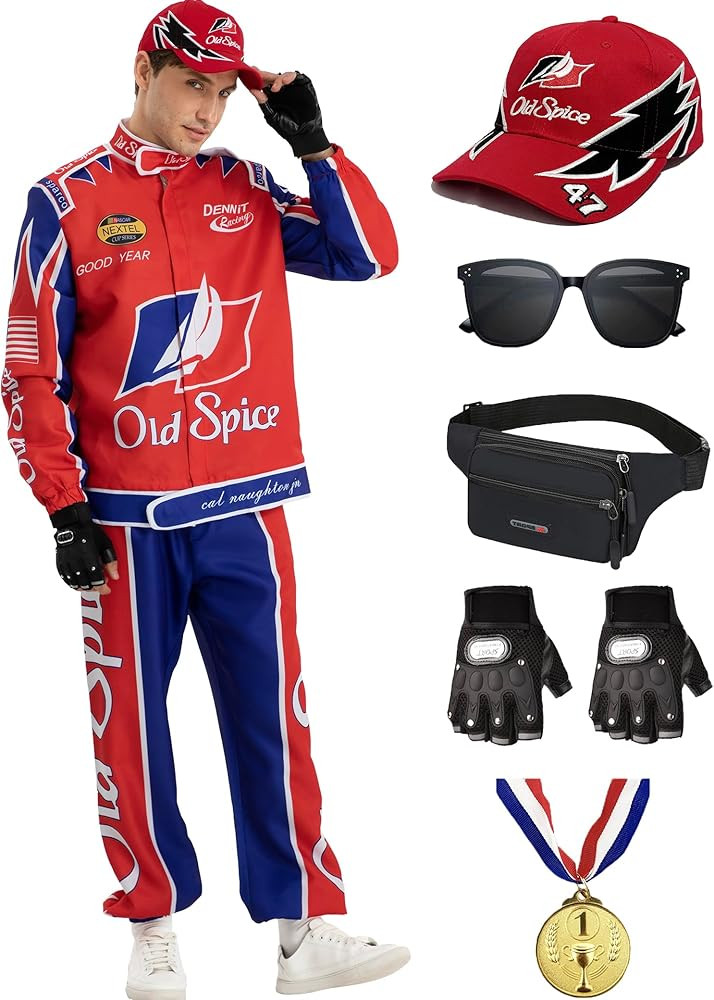 Race Car Driver Costume Jumpsuit Racing Suit Outfit Jacket Halloween Adult Men Women | Amazon (US)