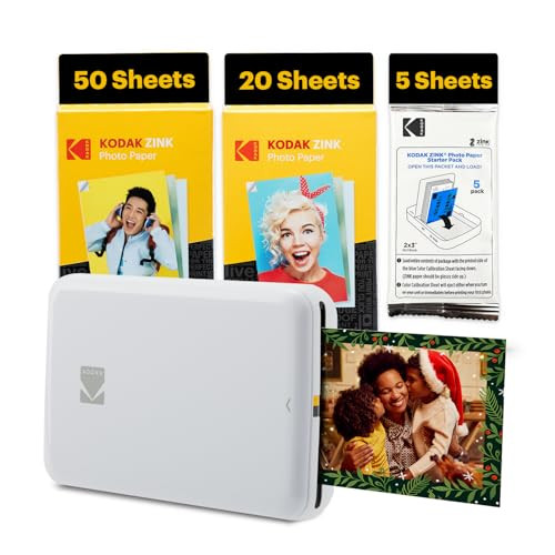 Kodak Step Instant Smartphone Photo Printer - 75 Sheets Bundle - Portable Mini Color Wireless Mobile Printer - Zink 2x3” Sticky-Back Photos - Bluetooth Compatible with Smart Devices - Fun App -White | Amazon (US)