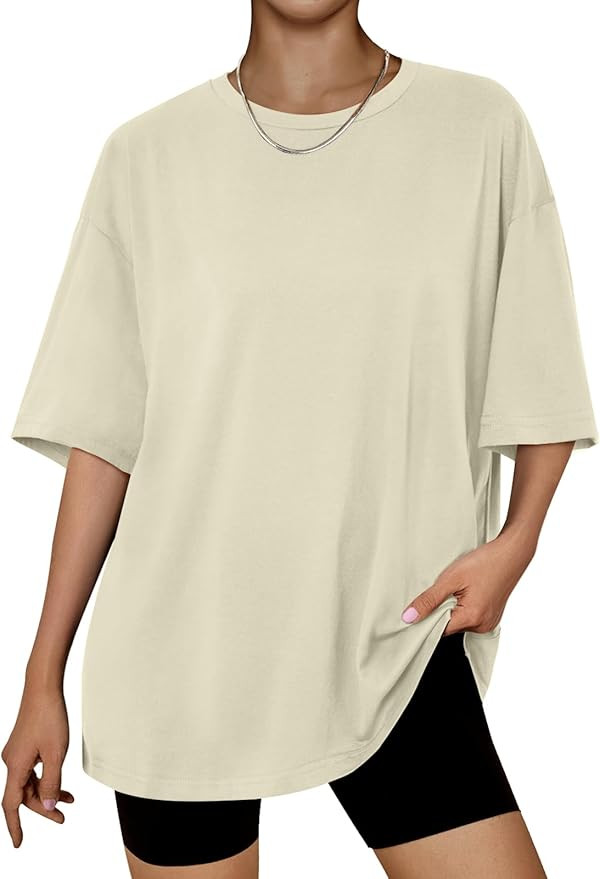 Trendy Queen Womens Oversized Summer T Shirts Plus Size Batwing Cute Casual Tops Short Sleeves Fa... | Amazon (US)