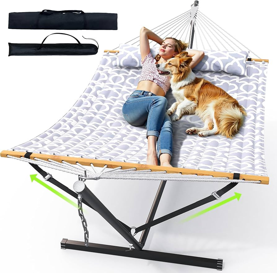 Double Hammock with Stand, Heavy Duty Outdoor Hammock for Two, 500 LBS Capacity, Stable Steel Fra... | Amazon (US)