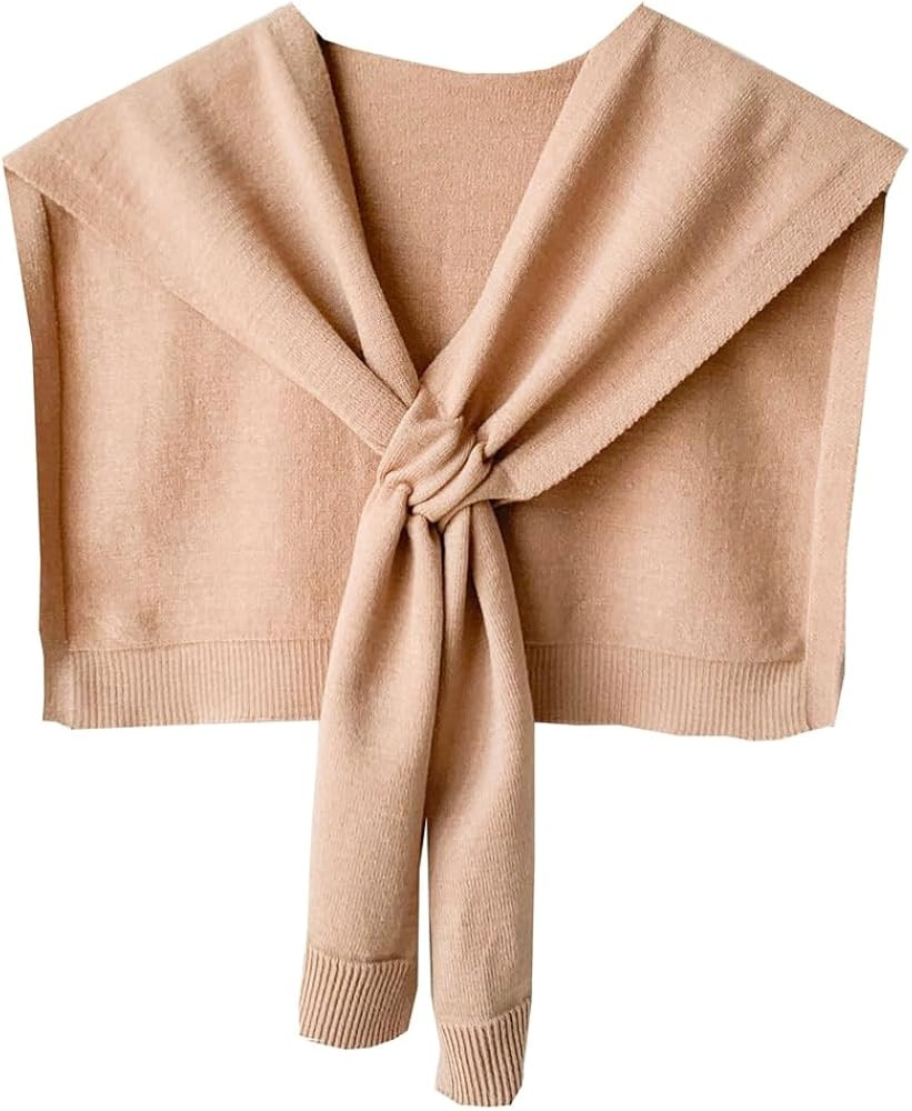 Women's Casual Knit Sweater Shawl Wrap Tied Detachable Fake Collar Triangle Knotted Shawls Travel... | Amazon (US)