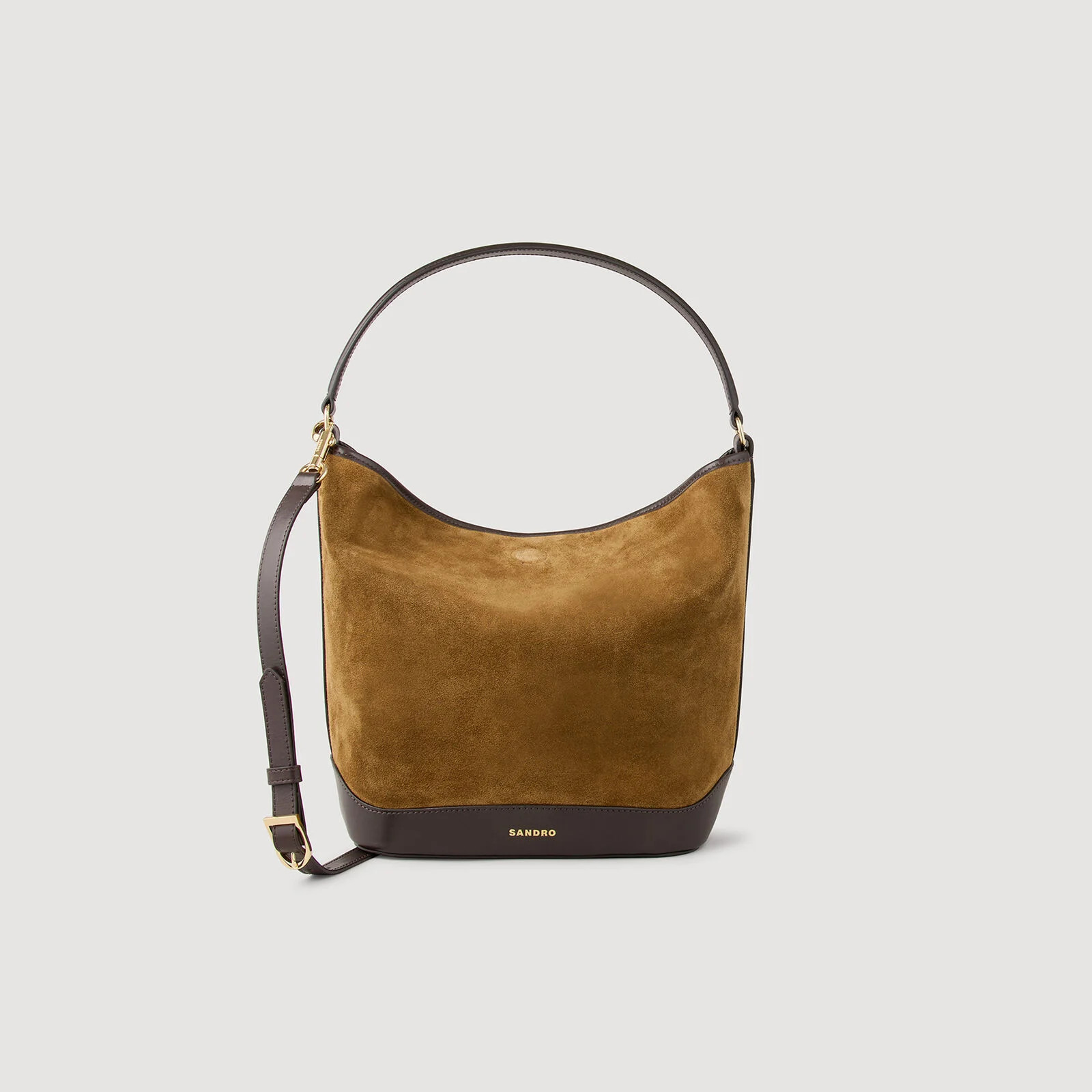 Suede and Leather Bucket Bag Tangoso | Sandro US | Sandro-Paris US