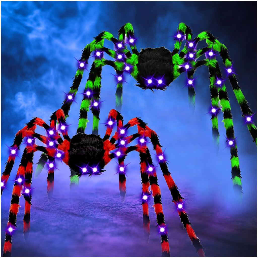 2 Pack 50 inch Halloween Light up Spider Scary Giant Spider Great for Indoor Outdoor Halloween Sp... | Amazon (US)
