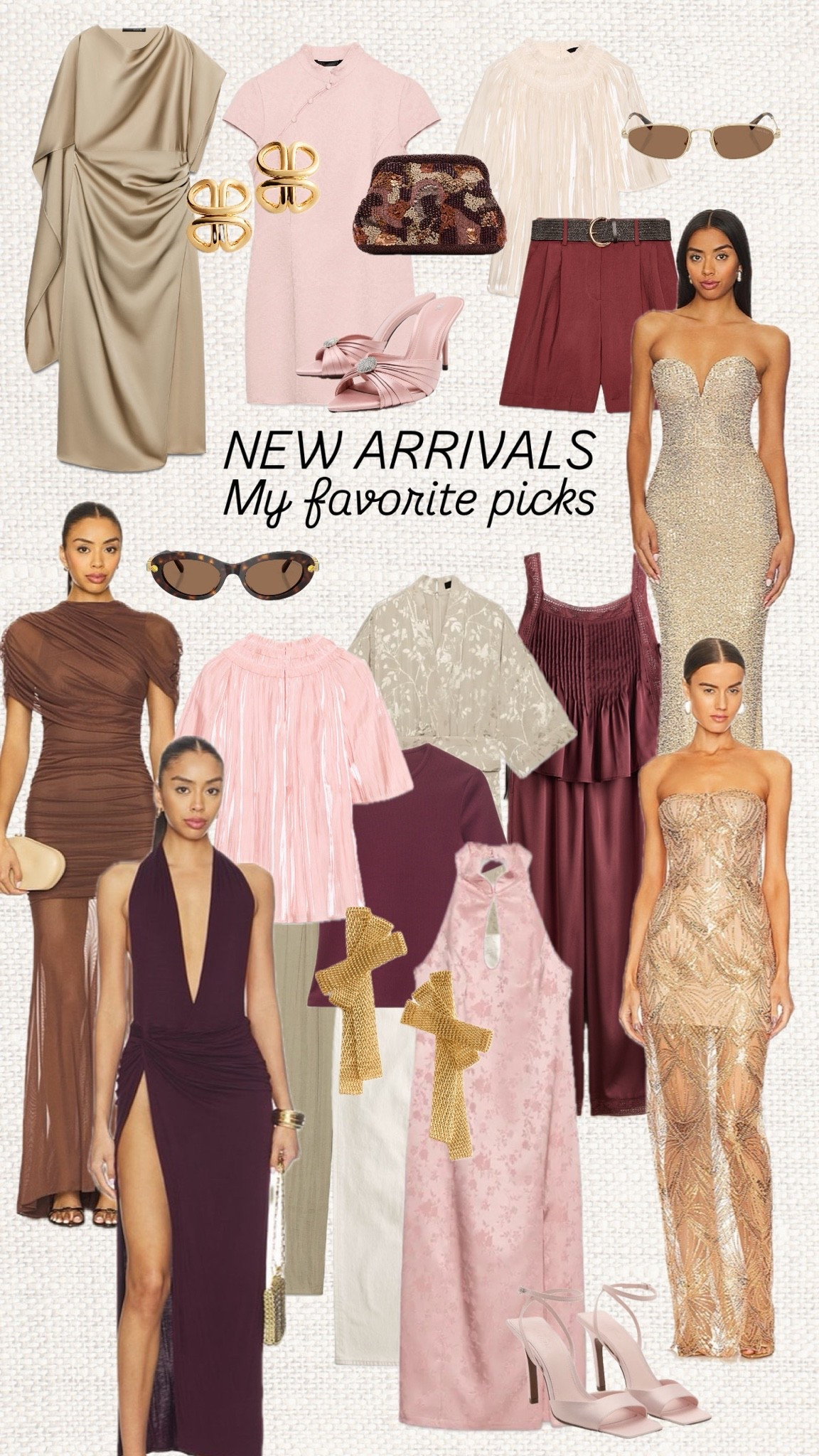 ✨ Burgundy, blush pink, chocolate brown and champagne tones… this week’s new arrivals are giving effortless luxury. Obsessed with this color palette atm! 🤍

Save this post to come back later to shop.

Keywords: new arrivals, burgundy dress, blush pink dress, occasion wear, wedding guest dress, chocolate brown dress, champagne dress, satin dress, fringe top, tailored shorts, knit top, floral blouse, elegant heels, statement earrings, designer inspired accessories, summer fashion, autumn transition, luxury style, capsule wardrobe, neutral fashion

#LTKstyletip #LTKsummer #LTKdatenight
