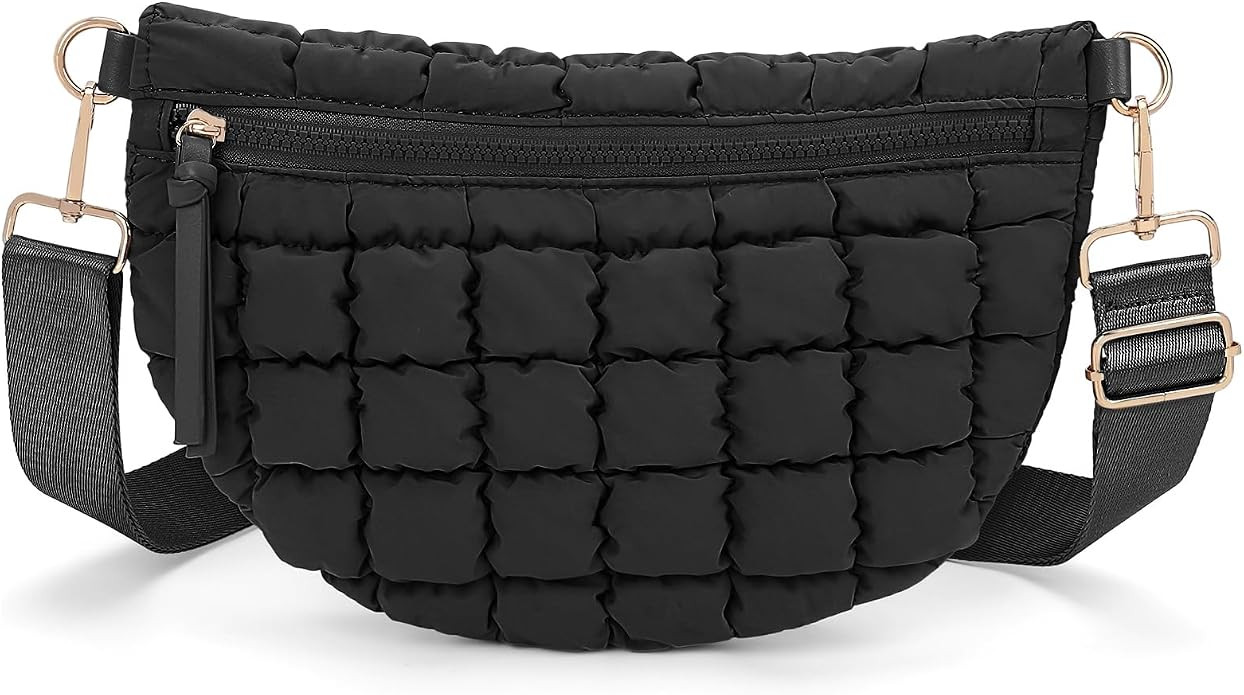 Quilted Crossbody Bags for Women Bum Bag Puffer Sling Bag Nylon Crossbody Purse | Amazon (US)