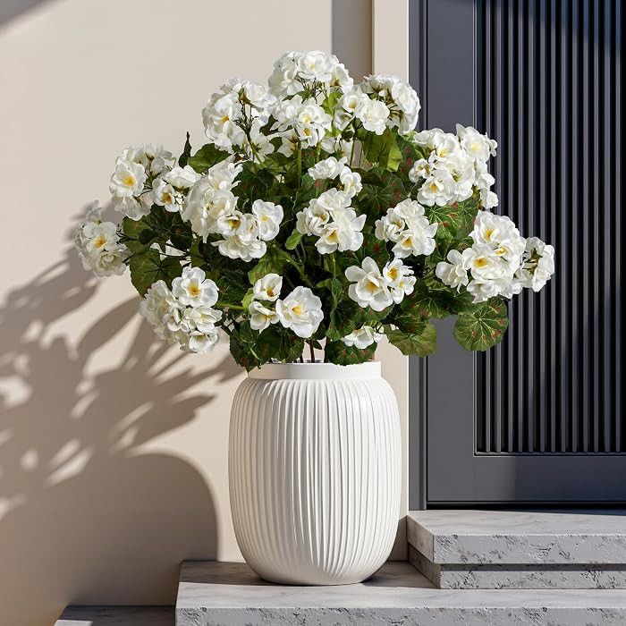 Artificial Geranium Flowers for Outdoors 19.6" Geraniums Artificial Flowers Realistic Faux Gerani... | Amazon (US)