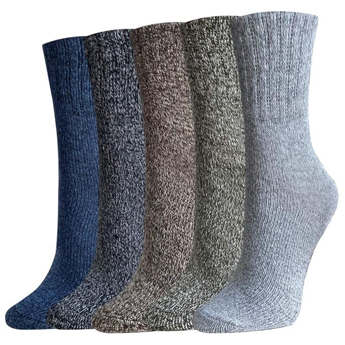Women's Winter Socks 5 Pairs Thick Wool Soft Warm Casual Socks Vintage Socks for Women Free Size | Amazon (US)